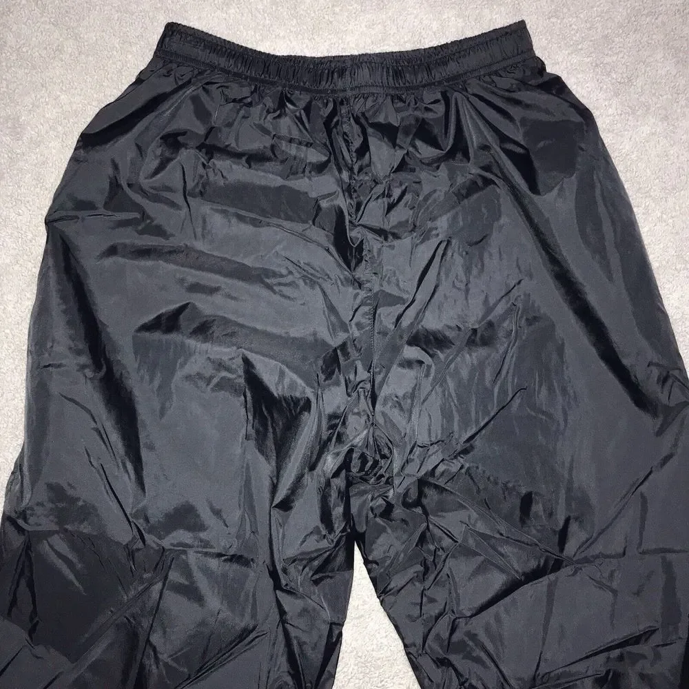 Vintage Nike Women's Black Ankle Zip Nylon 90's Track Pants Lined‎ Medium 8-10